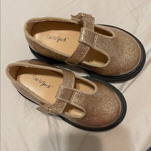 Cat & Jack Girls' Glitter Strap Mary Janes in Metallic Rose